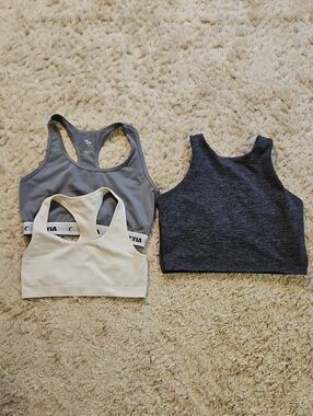 Spiritual Gangster, Zella, Feat, Trio of Gray, White, and Charcoal Sports Tops